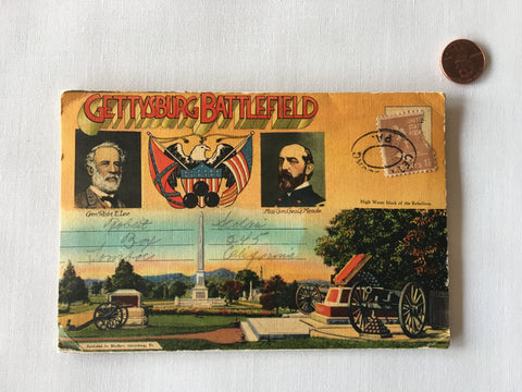 Gettysburg Battlefield fold-out postcard souvenir