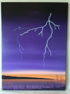 "Lightning Dancing at Dawn" - Acrylic on canvas