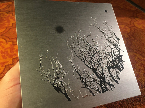 "Almond Tree and Moon" - etched metal serigraph